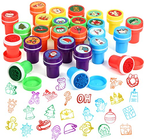 Kesote Stempel Kinder 26 Weihnachten Stempelset für Adventskalender Füllung | Mitgebsel Party Geschenk, Weihnachtskalender zum Befüllen, Weihnachtsdeko