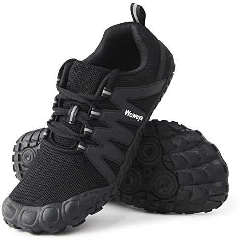 Weweya Trail Running Barefoot Shoes Men Wide Width Five Fingers Cross Training Barefoot Weight Lifting Shoes Size 10 Black