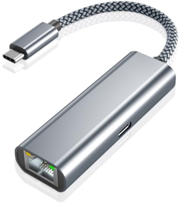 Ruxely Adaptateur USB C vers Ethernet Gigabit,Thunderbolt 3 Type C vers Port Réseau RJ45 avec Chargeur PD 60W pour Google TV Chromecast 2020,MacBook M1,iPad Pro,ChromeBook,Dell,Windows 11 10 8 XP