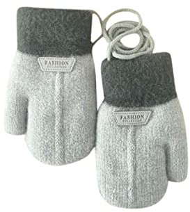 Glücksvogel Winter Handschuhe Kinder Kleinkind Fäustlinge Baby Cartoon Fausthandschuh Stretch Strickhandschuh Dicke Halshandschuhe mit Plüsch Spielen, Laufen, Skifahren Bedarf,1-6 Jahre alt