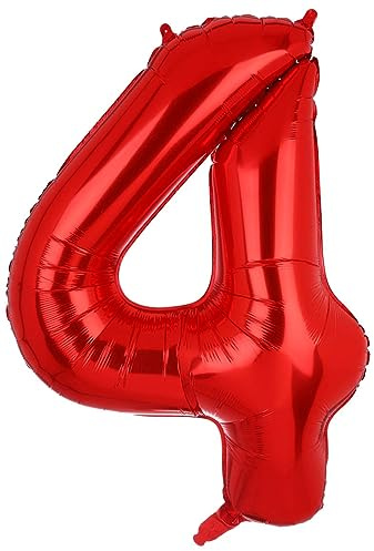 100 CM Riesen Rot Zahl 4 Folienballon Luftballon Folien Mylar Groß Helium Luftballons Geburtstag Party Deko Lieferungen
