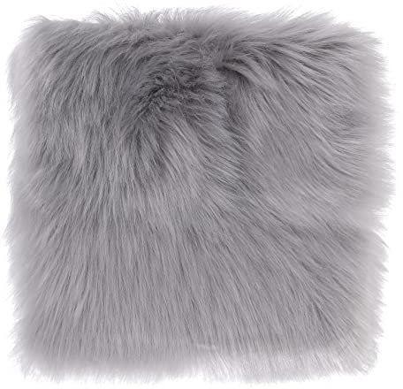 Sibba Kunstfell Teppich Stuhlkissen 30 cm Klein Quadratisch Sitzbezug Flauschiges Kissen Teppichmatte Weich Flauschig Wohnzimmerschlafzimmer Sofa Fotografie Kinderzimmer Stuhl-Sitzkissen Dekor (Grau)