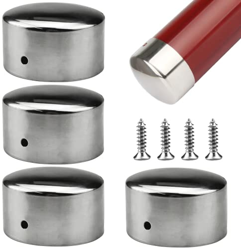 Endkappen für Handlauf, für 59.6 mm Handlauf, runde Edelstahl-Endkappen (2 Paar), mit 4 Edelstahlschrauben
