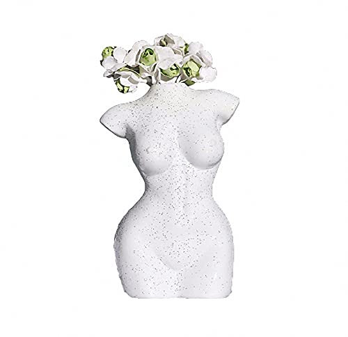 AJEYPMZ Menschliches Gesicht Harz Blumentopf, einfache Vase Blumenanordnung Gerät, Figur Statue Mikrolandschaft Garten Gartendekoration Ornamente,White,13 * 7.8cm