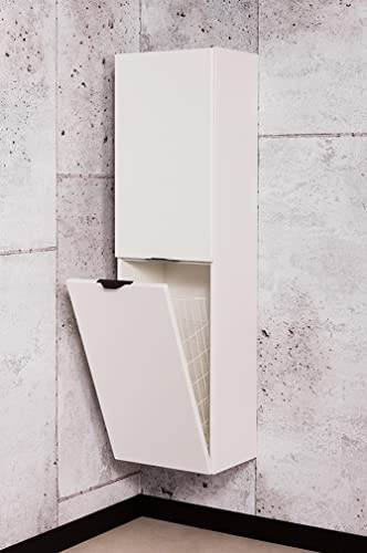 Quentis Badschrank VICTA/Victor, Badezimmer Hochschrank inkl. Wäschekorb, vormontierte Lieferung (weiß matt)