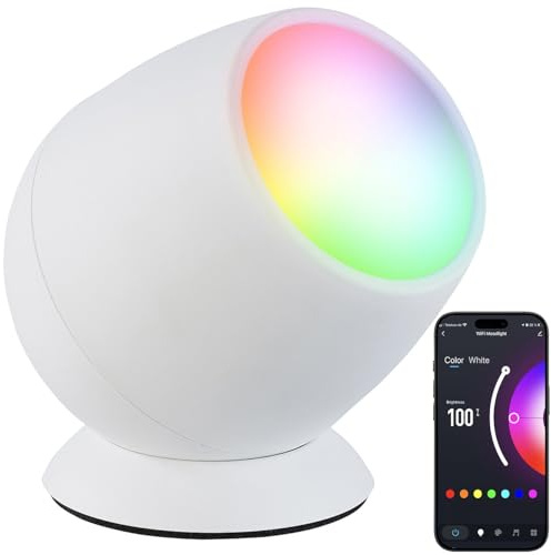 Luminea Home Control WLAN Lampe: Smarte WLAN-Stimmungsleuchte, RGB-CCT-LEDs, 210 lm, 2,2 W, USB, weiß (Stimmungslicht, LED-Leuchte dimmbar, RGBW)