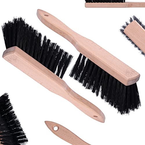 ToolSpace Spazzola in Legno per Sabbia - Scopino 28,5 cm per Carbone Camino e Brace - con Manico Lungo per Barbecue Polverelegno Cenere Giardinaggio e Pulizia Spazzatura - Scopa Piccola per Auto
