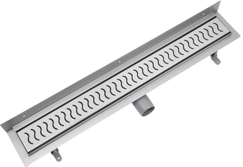 Vogi Wand-Duschrinne 60 cm, Onda-Rost, Edelstahl AISI 304, Siphon Ø50, Haarsieb