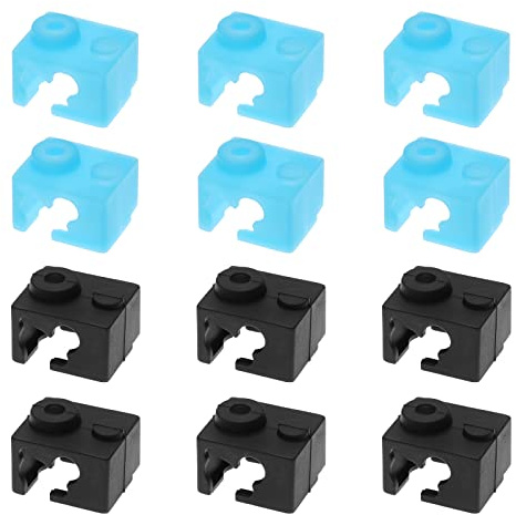 12 Stück 3D Drucker Silikonabdeckung Silikonhülle Ersatz Kompatibel mit E3D V6 3D-Drucker Extruder, 3D-Drucker-Zubehör, Schwarz Blau