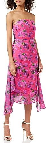 Hope & Ivy The Cleo - Abito Midi Senza Spalline con Lacci Laterali, Rosa, Taglia 40, Rosa, 40