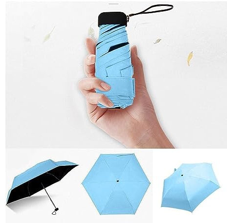 OXOAMP Folding Umbrellas Sun Women Flat Lightweight Umbrella Parasol Folding Sun Umbrella Mini Umbrella Small Size Easily Store(Color : Blue) Lightweight