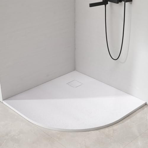 EMKE Piatto doccia 90 x 90 cm, angolo piatto doccia piatto, piatto doccia, 90 x 90 cm, antiscivolo, ritagliabile, piatto doccia SMC, bianco