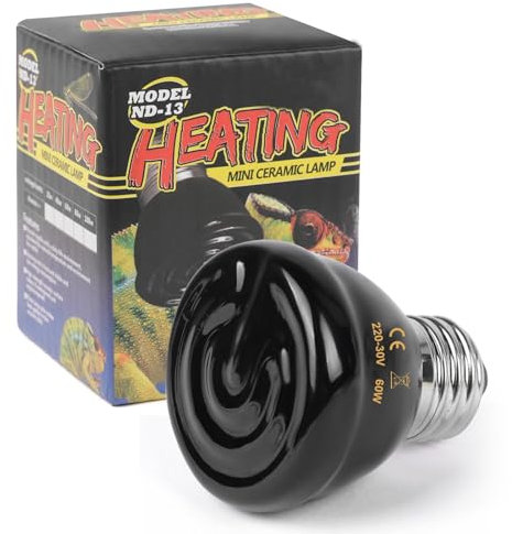 Adiwo Schildkröte Wärmelampe,60W Reptilien Wärmelampe E27Infrarot Heizbirne 220-230V Heizlampe Keramik Vollspektrum Sonnenlampe Heizung für Schildkröte Schlange Eidechse Kakadu Chamäleon usw