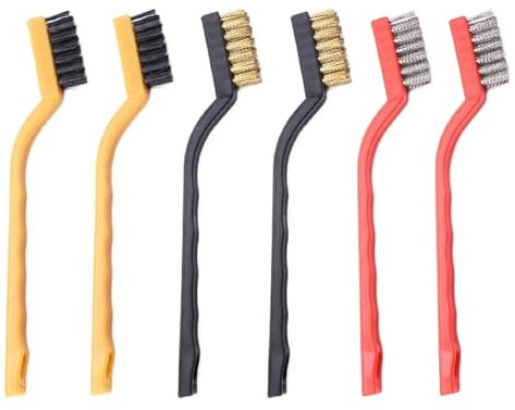 Bafnsiji 6 Pack Cepillo de Alambre pequeño, Set de Cepillo de Alambre, Herramientas de cepillos de Limpieza pequeños, Mini Set de Cepillo de Alambre para Limpiar escoria de Soldadura