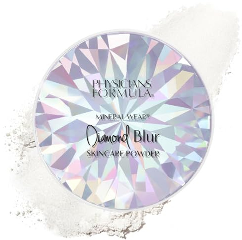 Physicians Formula Mineral Wear®Diamond Blur Skincare Cushion Powder, Blurring & Pore Diffusing Long Lasting Matte Finish Face Powder, Talc-Free- Translucent