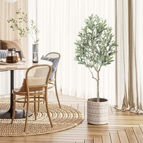 Oc'leaf Olivenbaum Künstlich 120cm - Großer Olivenbaum Künstliche Pflanze | Künstlicher Olivenbaum im Topf, Realistische Künstliche Pflanzen für Wohnzimmer, Schlafzimmer, Küche, Esszimmer, Büro, Flur