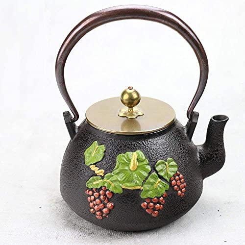 OQHAIR Ensemble en Fonte Services à thé en Fonte du sud Pot en Fonte Escargot Pot en Fer Brut Bouilloire Service à thé 1 2L décoration de la Maison présent,