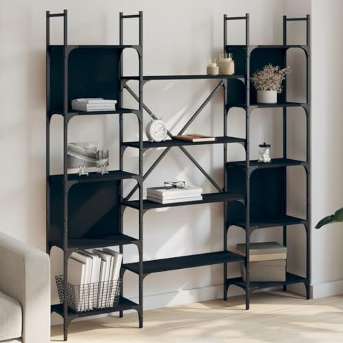 Bulliing Bücherregal Regale FüR BüCherregale Book Shelf Regale BüCherregal Schwarz 155,5x24x166,5 cm Holzwerkstoff
