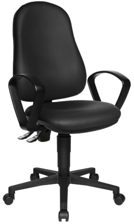 TOPSTAR Profi Bürostuhl mit Armlehnen California 25 HD Kunstleder Drehstuhl ergonomisch, Rückenlehne in Höhe und Neigung verstellbar, Schwarz