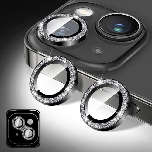 Kucheed Proteggi Obiettivo Fotocamera Glitterato Compatibile con iPhone 11, Adesivi per Copertura Fotocamera in Vetro Temperato, Allineamento Automatico dei Singoli Anelli Metallici