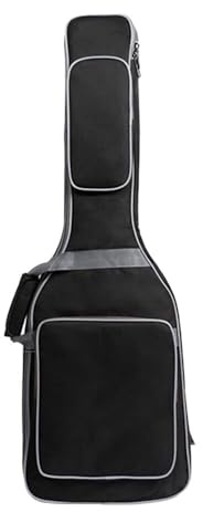 12 mm Bassgitarren-Tasche, wasserdicht, Staubschutz, weiche Tasche, Oxford-Stoff, 600D E-Bass, Gigbag, atmungsaktive Gurte, große Aufbewahrungstasche, Schwarz