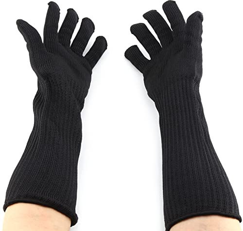 Agatige Schnittfeste Handschuhe, Sicherheits-Küchen-Schnitthandschuhe, schnittfeste Handschuhe aus Edelstahldraht mit langen Manschetten, Hand-, Handgelenk- und Unterarmschutz