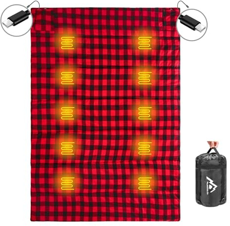 Mantuole Heated Sleeping Bag pad, Heated Sleeping Bag Liner, Type-C Input, 5+5 Heating Zones, Operated by Power Bank (Battery NOT Included) or Other USB Power Supply. Type-C.