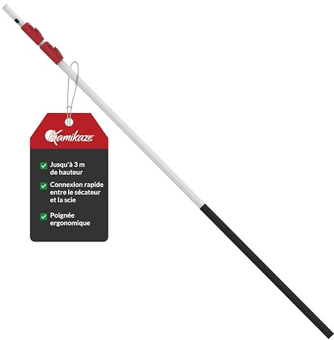 KAMIKAZE Pertiga Multiherramienta Telescópica de 3 Tramos Ajustables de 2 a 6 m Aluminio Anodizado con Funda de Goma Empuñaduras de Polipropileno Compatible con Serruchos MT330BH MT360BH y Tijera MT63