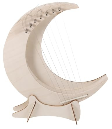 TOYANDONA Arpa de Madera de 7 Tonos Forma de Luna, Instrumento Musical Portátil para Principiantes Diseño Creativo y Sonido Melodioso y Brillante