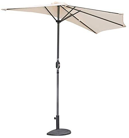 Parasol de plage Parasols de jardin extérieurs Parasols 2,7 M Parasol semi-circulaire pour patio extérieur avec manivelle, pare-soleil semi-rond circulaire pour petite terrasse balcon jardin bon
