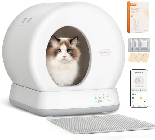 Selbstreinigende Katzentoilette mit APP Steuerung & Geruchskontrolle | Katzenklo Selbstreinigend mit Matte und 10 Sensoren,Mehrkatzenhaushalte,Einfach zu Reinigen