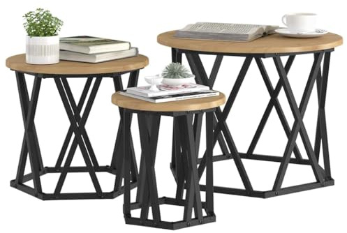 vidaXL Nesting Beistelltisch 3 STK. Artisan-Eiche 53 x 53 x 40 cm | Minimalistischer und moderner Look für jeden Raum, Perfekt zum Servieren von Kaffee und für die Präsentation von Produkten,