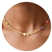 TINGN Collana di perle colorate per donne e ragazze, realizzata a mano, con ciondolo a forma di cuore, collana per bambini, regalo di compleanno per donne, adolescenti, ragazze, gioielli per bambini