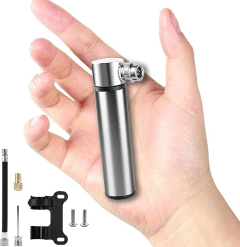 BAISEN Mini pompe à vélo – Pompe à vélo en aluminium, pompe à vélo manuelle de 12 cm pour valves Presta et Schrader, pompe à pneu de vélo portable, mini pompe à air à gonflage rapide – Petite pompe à
