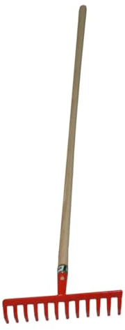 Rastrillo - Mango de Madera, 12 Dientes, Ideal para jardinería, Ligero y Resistente, diseño ergonómico para Mejor Comodidad.*