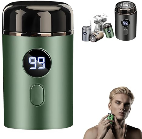 Rasoio Elettrico Uomo Mini & Portatile, Wet & Dry USB Ricaricabile, IPX7 Impermeabile per Viso Corpo e Parti Intime, Tecnologia Anti-Taglio, 60 Minuti Autonomia (Verde)