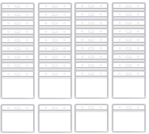 50 Stück Ausweishülle 10 x 8cm Transparent Kartenhüllen PVC Horizontal Ausweiskarte Schutzhülle für Schule Büro