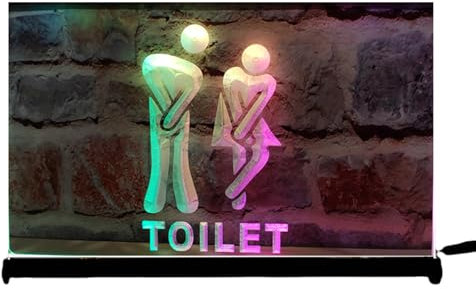 KEYQEEN Insegna al Neon per Toilette, luci al Neon LED RGB dimmerabili con App per la Decorazione dei bagni, insegna Luminosa USB da Tavolo,Toilet c,30x20cm