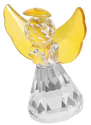 OSOLADY Statua Angelo in Cristallo Dorato per Decorazione Interni Scrivania Figurina Angelica Leggera e Stabile per Regalo di Auguri e Addobbo Ambienti Interni