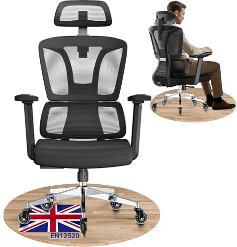 MELOKEA Ergonomic Office Chair – High Back Adaptive Support & Adjustable Seat Depth, 4D Armrests, 4 Recline Angles, Quiet Rubber Casters, Big and Tall Comfy Gaming Computer Desk Chair