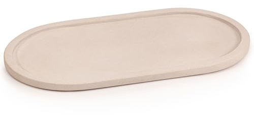 EHC Decorative Large Oval Stone Serving Tray for Bathroom, Vanity, Jewellery, Coffee Table Accessory, Multipurpose Organizer - Mint Sandstone