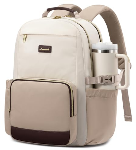 LOVEVOOK Mochila para portátil para mujeres con bolsillo para taza de gran capacidad, de 15,6 pulgadas, bolsa impermeable para trabajo, negocios, universidad, profesora.