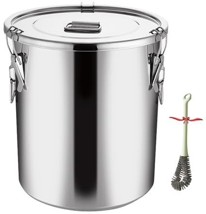 Contenitore ermetico per alimenti in acciaio inox per cucina, 6 l, con manico e coperchio, organizer da cucina durevole per prodotti secchi, dispensa e preparazione dei pasti