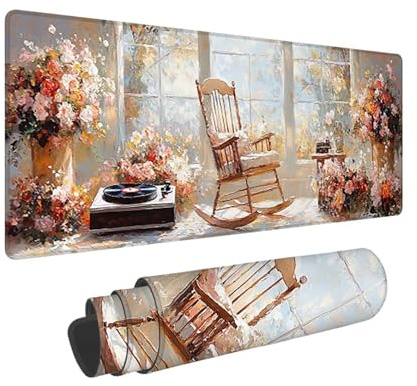 Tapis de Souris de Jeu, 1400 x 600 mm XXL Tapis Souris Gaming Grand, Antidérapant Étanche, Extended Long Clavier Mouse Pad, Accessoire Bureau, pour Gamer, Ordinateur, PC (Chaise Longue Cottage) X-817