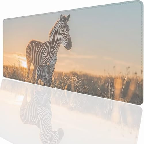 Tapis de Souris Gaming XXL Grand Mousepad 1500x800x3mm, Grand Tapis de Bureau sous Main avec Base en Caoutchouc antidérapante pour PC Gamer, Améliore la précision et la Vitesse Animal ZèBre KSWT385
