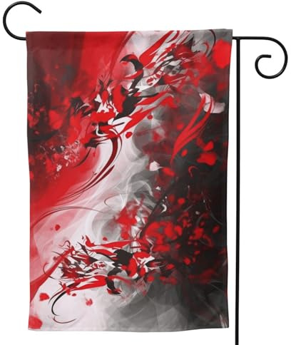 Gartenflaggen, vertikale Willkommensflagge, rot, schwarz, weiß, abstrakte Flaggen, doppelseitig, Garten, Hof, Banner, Outdoor, dekorative Flagge für alle Jahreszeiten, Urlaub, Hof, Bauernhaus, 31,8 x