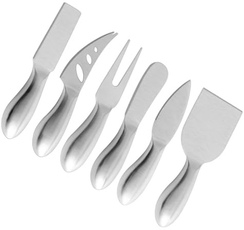 BESPORTBLE Set de 6 Couteaux à Fromage et Coupe-beurre en Acier Inoxydable Kit de Découpe pour Fromage Beurre et Charcuterie Ustensiles la Cuisine Résistants et Faciles à Nettoyer et Usage
