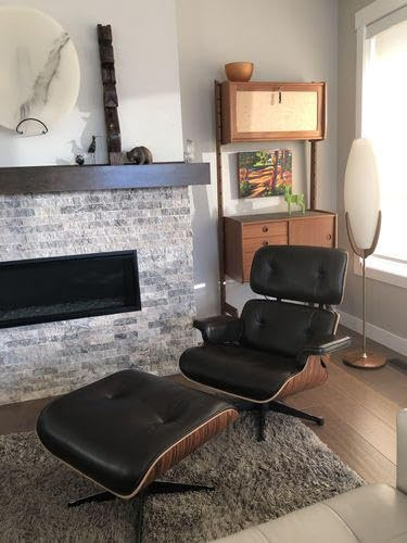 Birchwerkhaus Echtleder-Entspannungssessel mit Fußhocker, moderner Fernsehsessel, drehbarer Chaiselongue mit Ottomane, Fester Neigungswinkel von 105°, einzigartiges Design mit gepolstertem Kissen