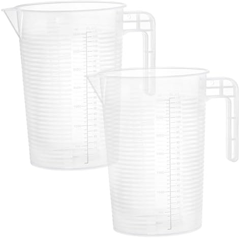 2 Brocca graduata in plastica spessa da 3500 ml con scala graduata trasparente e beccuccio antigoccia per cucina, giardinaggio e settore automobilistico