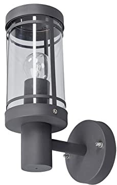 Lindby Edelstahl Wandlampe aussen, Aussenwandleuchte dunkelgrau spritzwassergeschützt IP44 1x E27 max. 60W ohne Leuchtmittel Aussenleuchte